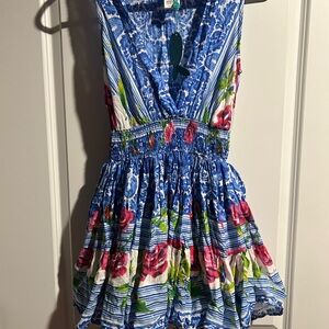 Almalfi coast Italian Floral Blue and Pink mini Dress nwt